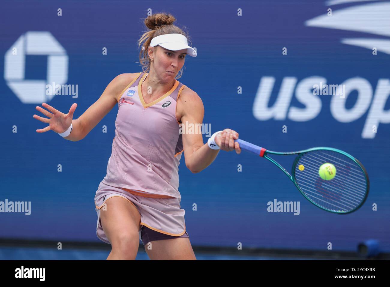 Tennis player Beatriz Haddad Maia of Brazil in action at the US Open 2024 Championships,Billie Jean King Tennis Center,Queens,New York,USA. Stock Photo