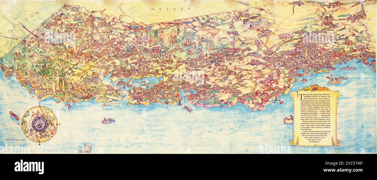Vintage map of california hi-res stock photography and