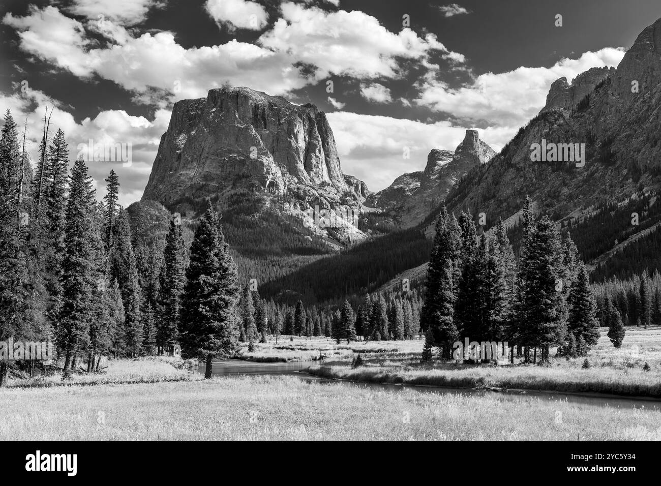 WY01797-00...WYOMING - Squaretop Mountain viewed from the Green River Valley, Bridger Wilderness - Bridger National Forest. Stock Photo