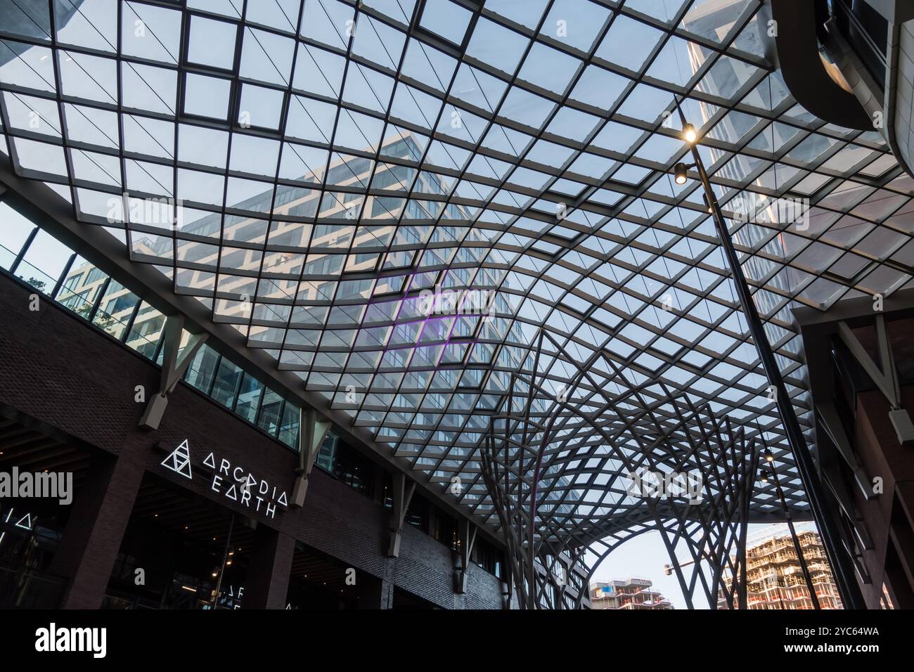 Inside the covered retail area of 'The Well' in Toronto, Canada, during the day Stock Photo