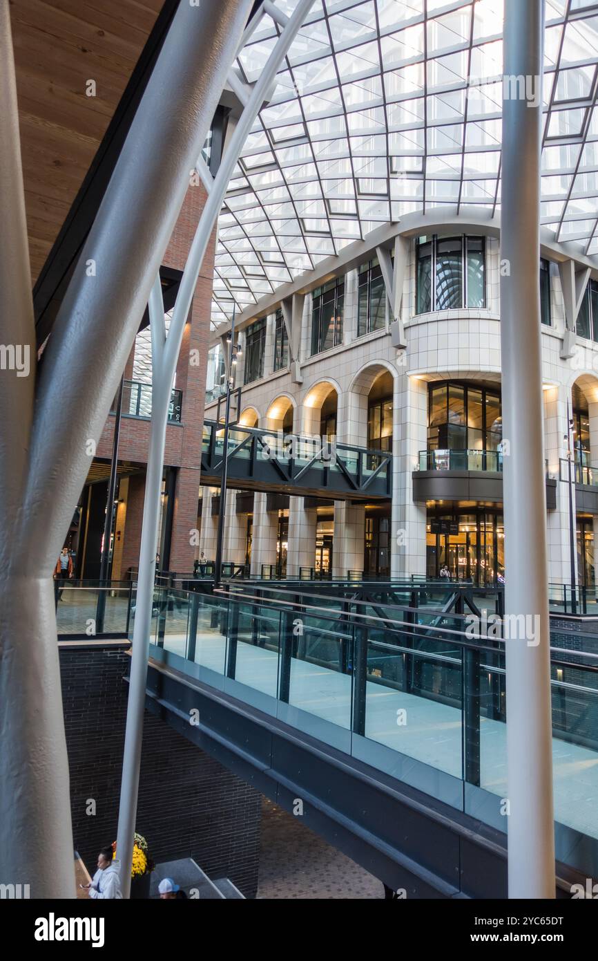 Inside the covered retail area of 'The Well' in Toronto, Canada, during the day Stock Photo