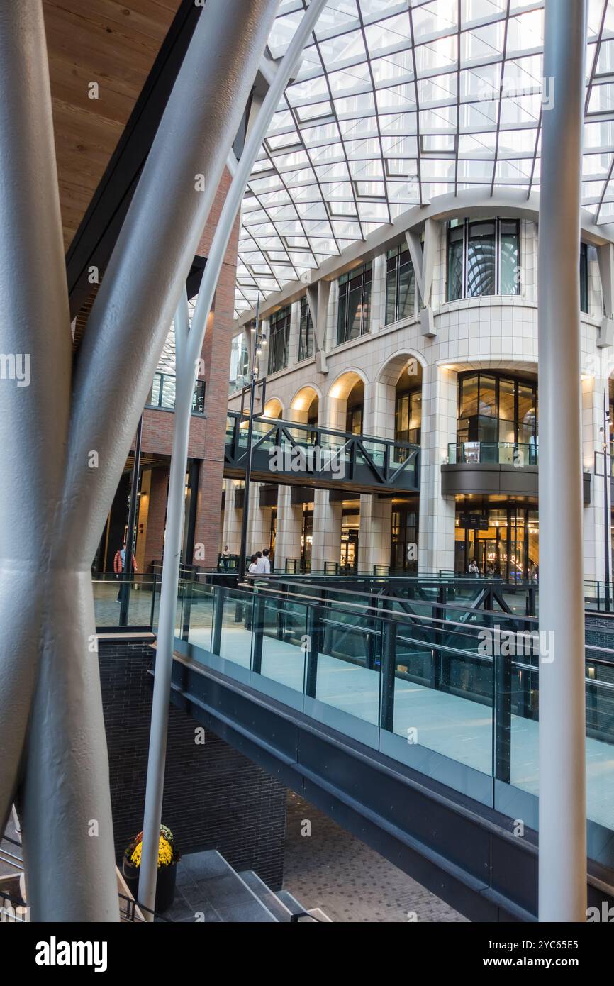 Inside the covered retail area of 'The Well' in Toronto, Canada, during the day Stock Photo
