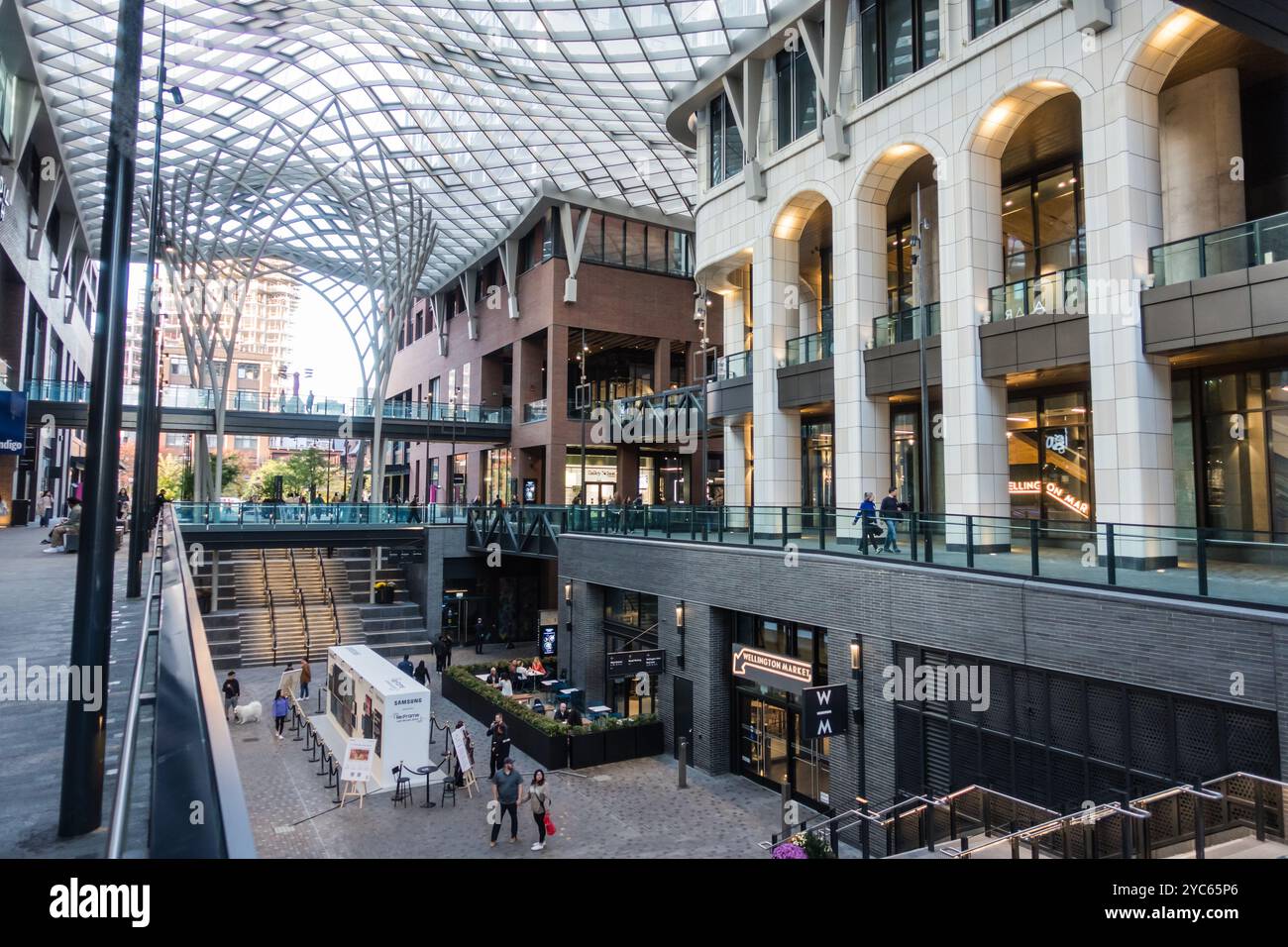 Inside the covered retail area of 'The Well' in Toronto, Canada, during the day Stock Photo