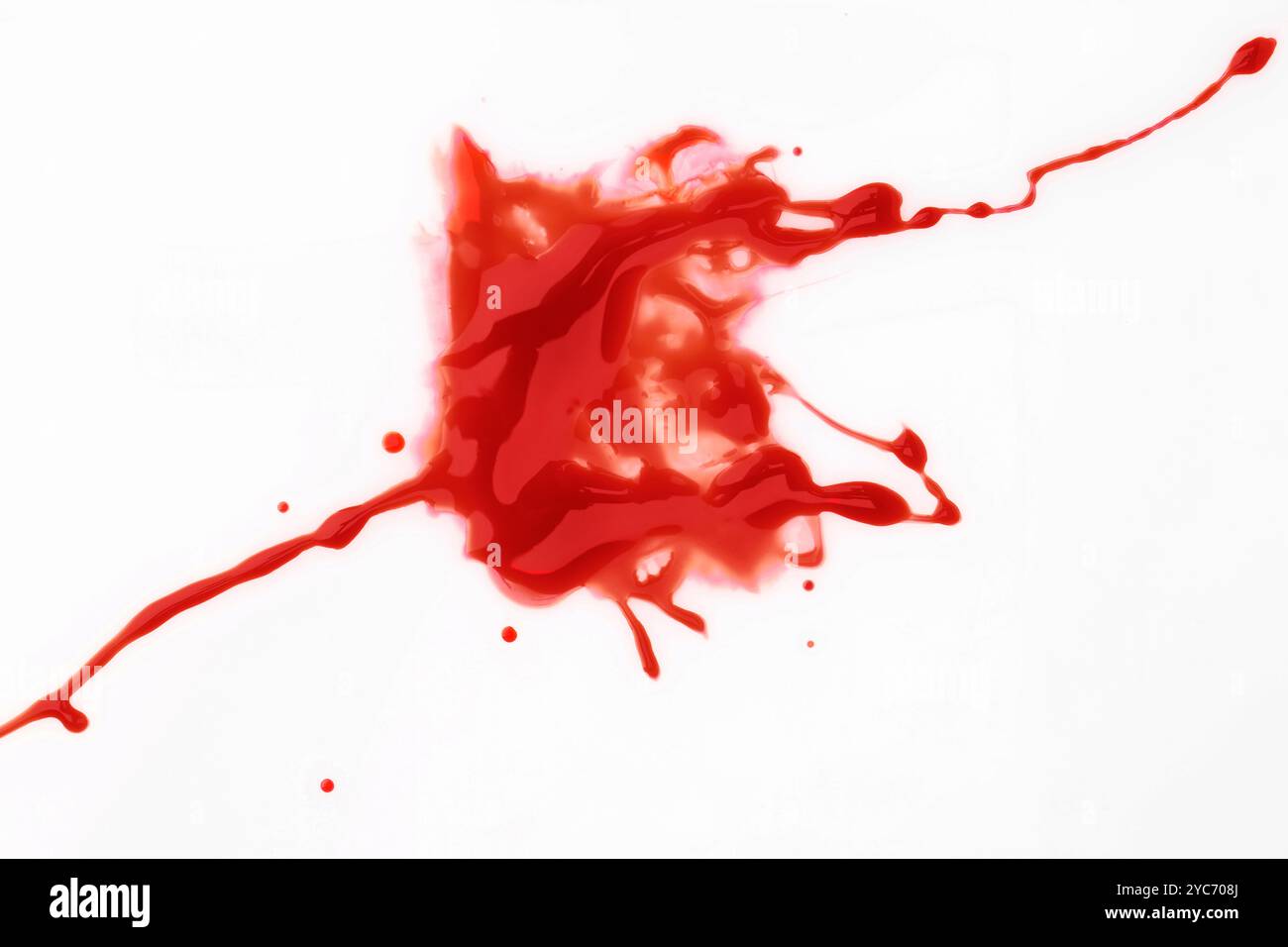 Stain of blood on white background, top view Stock Photo