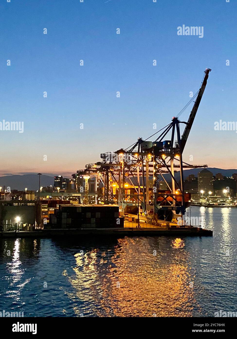 Large container ship in loading dock - Smartphone Captured Stock Image
