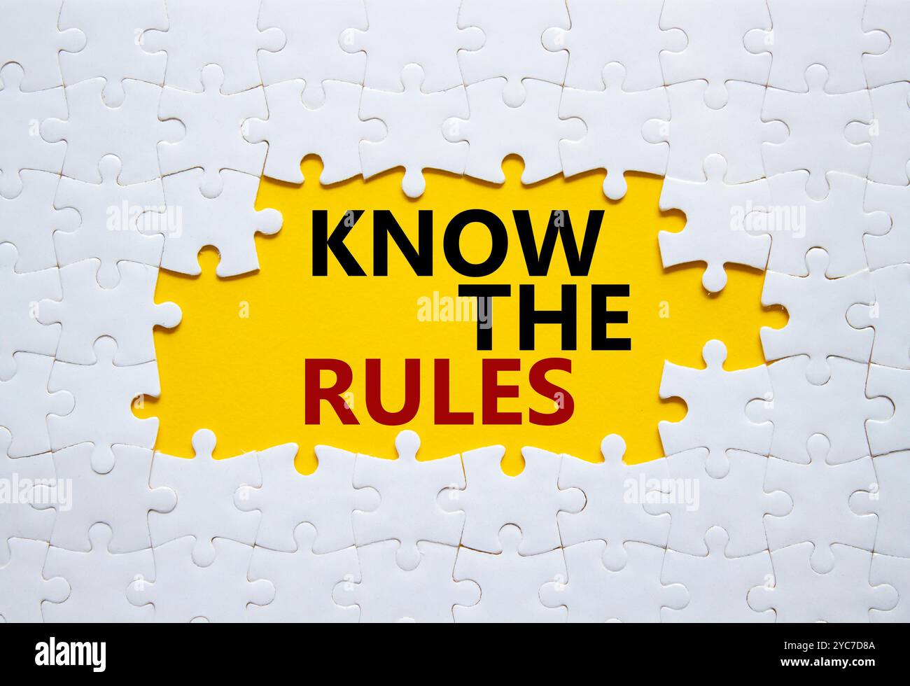 Know the rules symbol. Concept words Know the rules on white puzzle ...