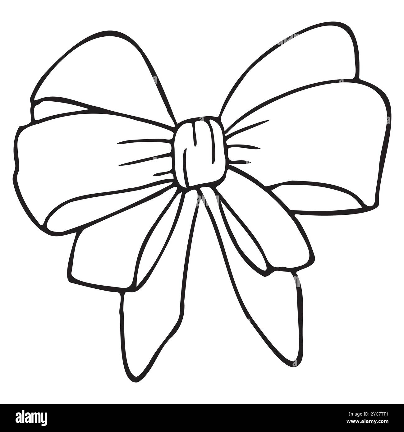 Classic Hand-Drawn Ribbon in Vintage Style – Elegant Doodle Art Icon ...