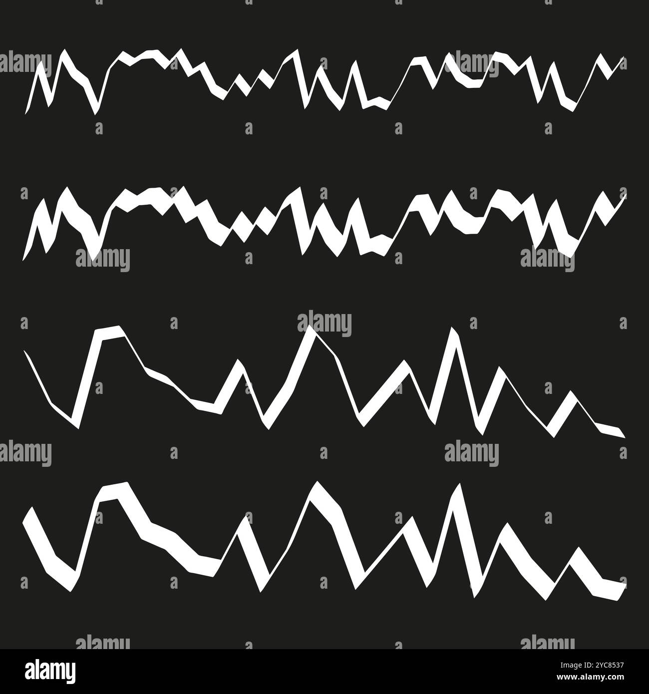 Zigzag line pattern. Black jagged vector. Abstract irregular shape. Graphic wave design. Stock Vector