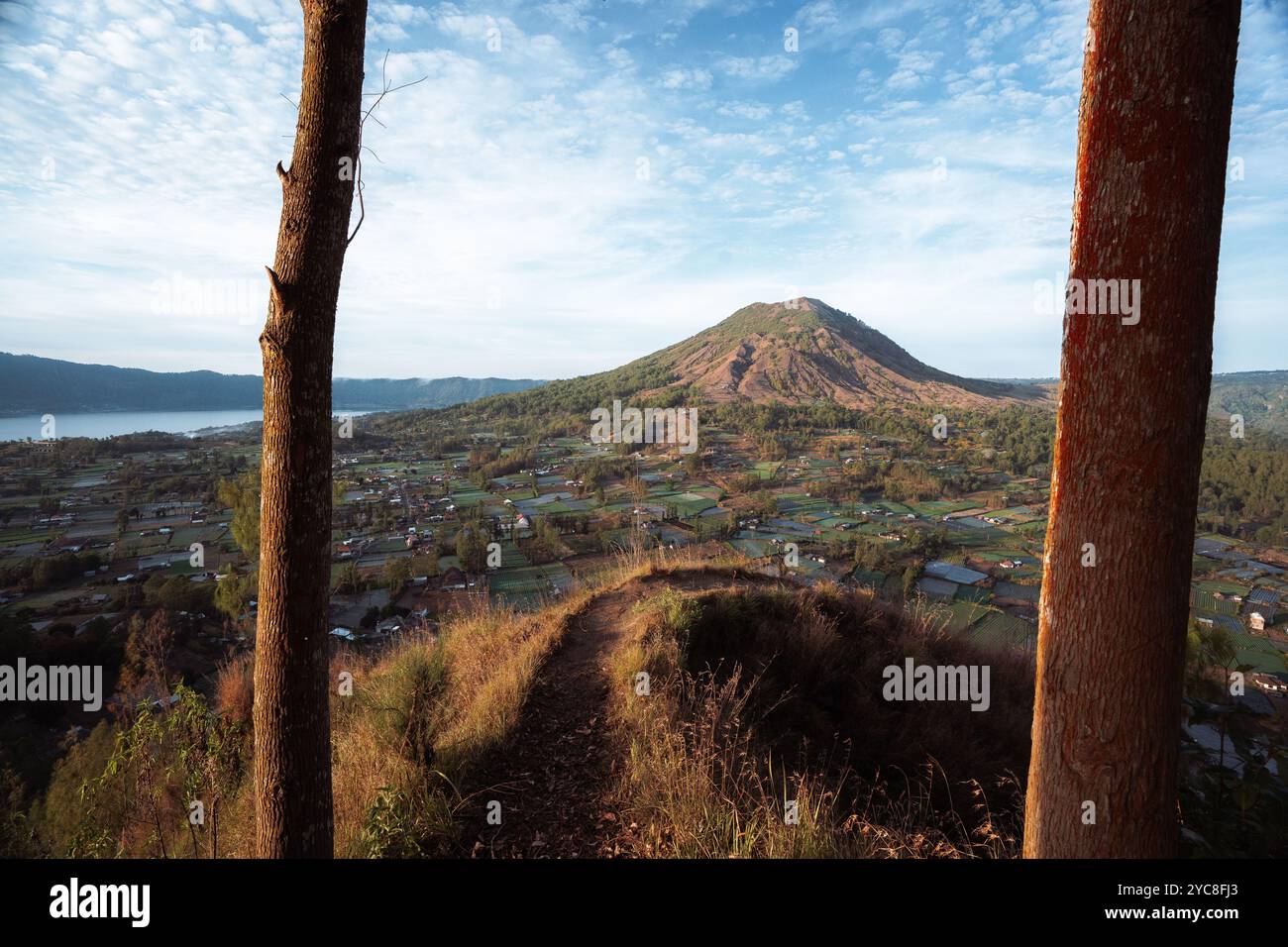 Morning sunrise view of Mt. Batur in Kintamani, Bali, Indonesia Stock ...