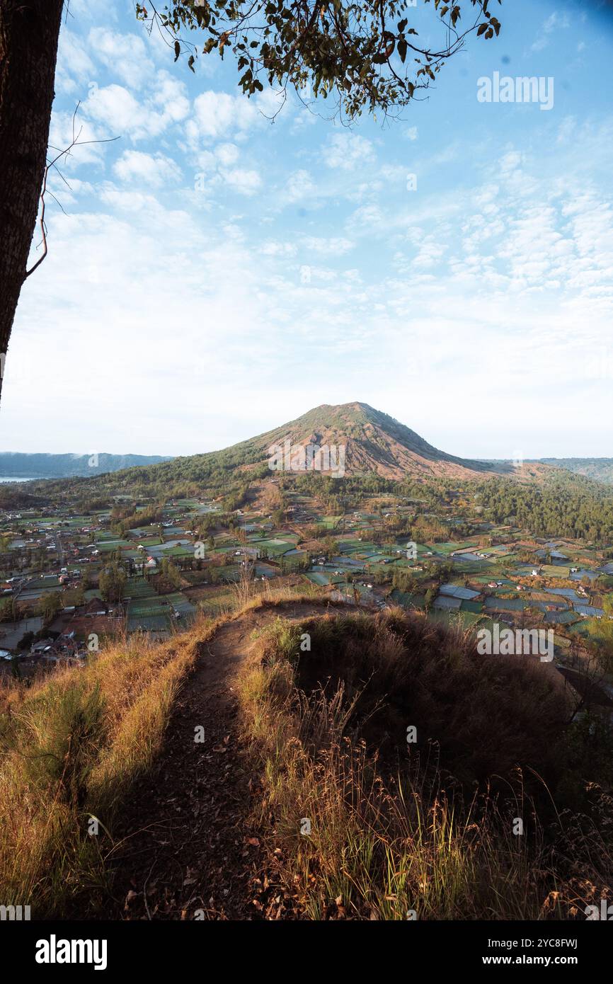 Morning sunrise view of Mt. Batur in Kintamani, Bali, Indonesia Stock ...