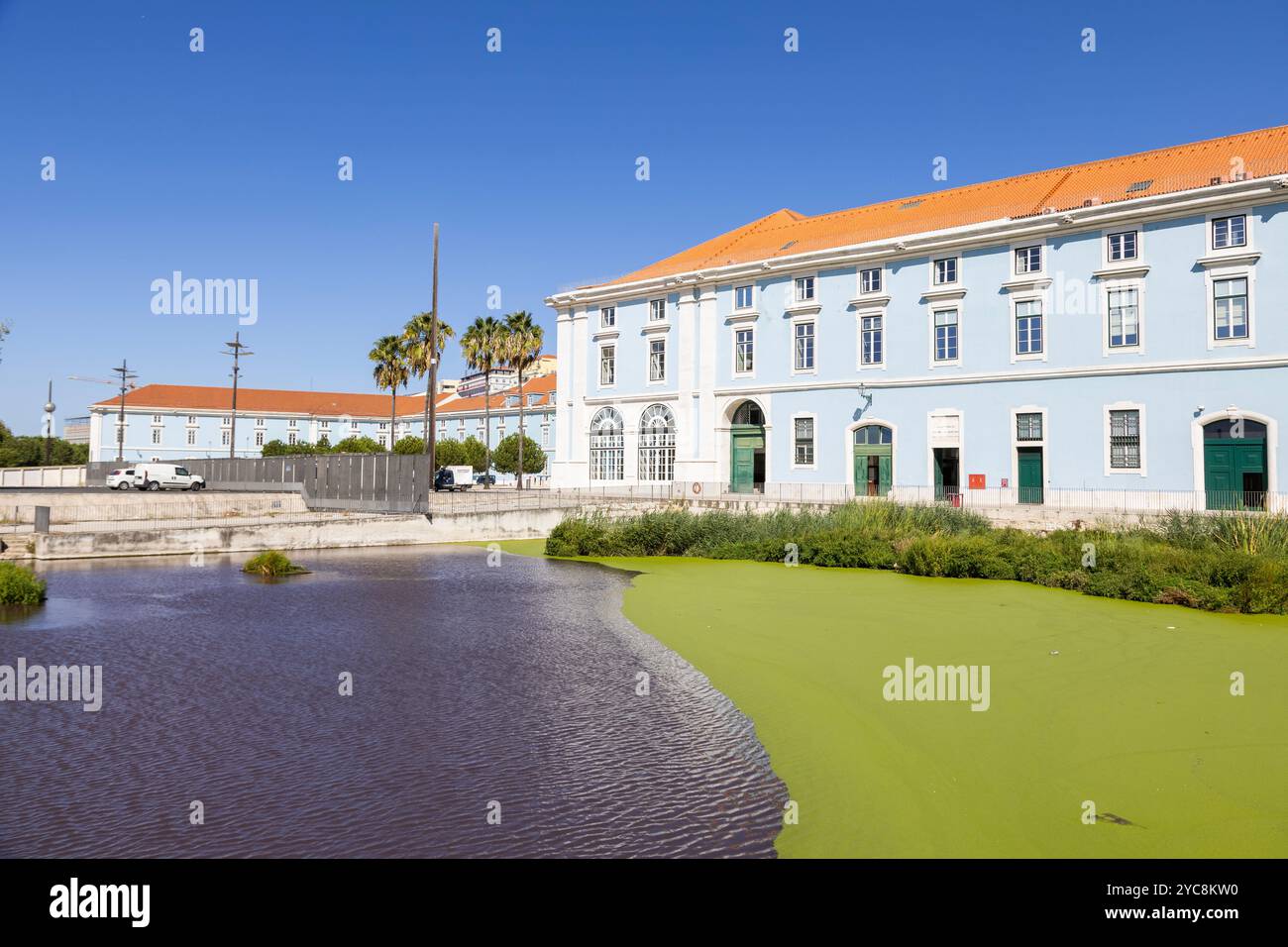 Caldeirinha Dock and Historical palace housing the national Marine Administration built in the nineteenth century in downtown Lisbon Stock Photo