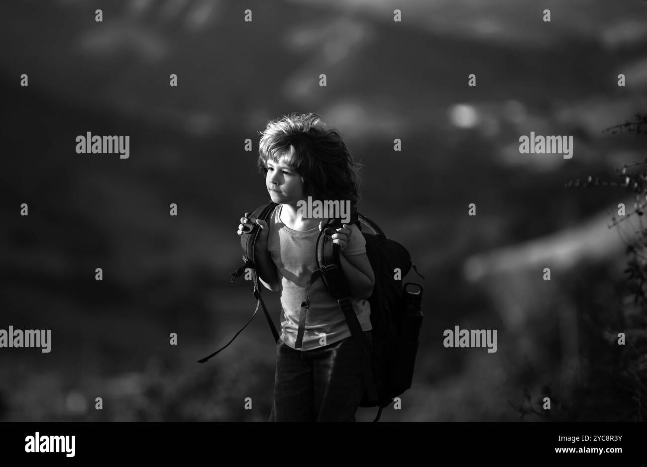 Hiking walk backpack active Black and White Stock Photos & Images - Alamy