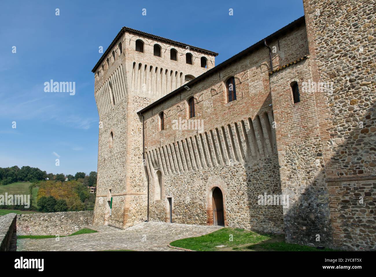 View of Torrechiara castle, Parma. Italy. Stock Photo