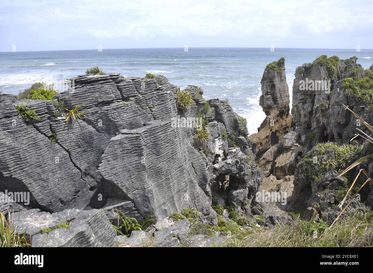 Limestone formations at Pancake Rocks, Punakaiki, West Coast, South ...