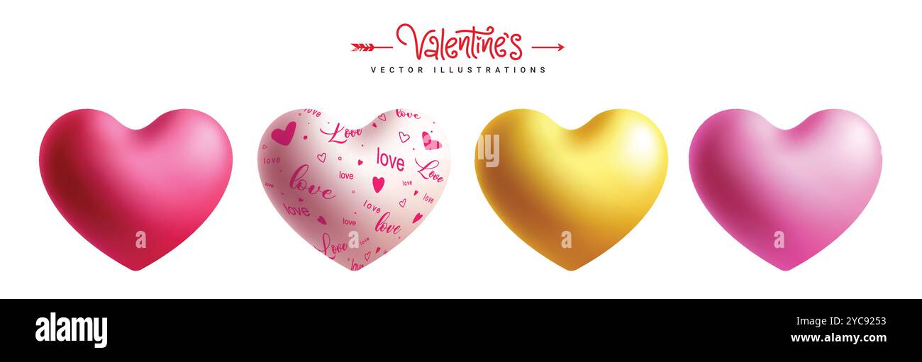 Valentine's hearts balloon vector set design. Happy valentine's day ...