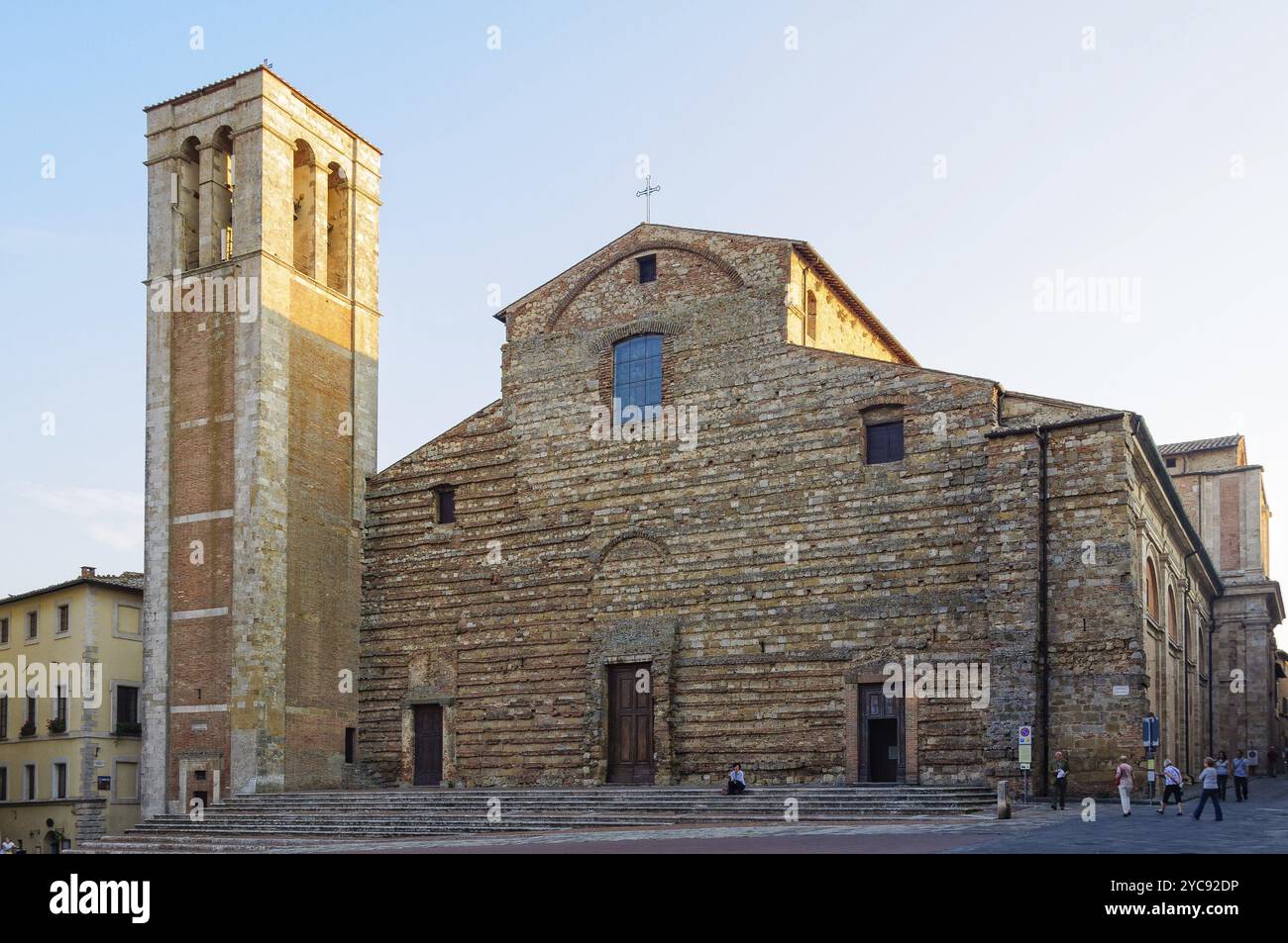 The bell tower and incomplete facade of the Cathedral of Santa Maria Assunta in Montepulciano, Tuscany, Italy, 27 September 2011, Europe Stock Photo