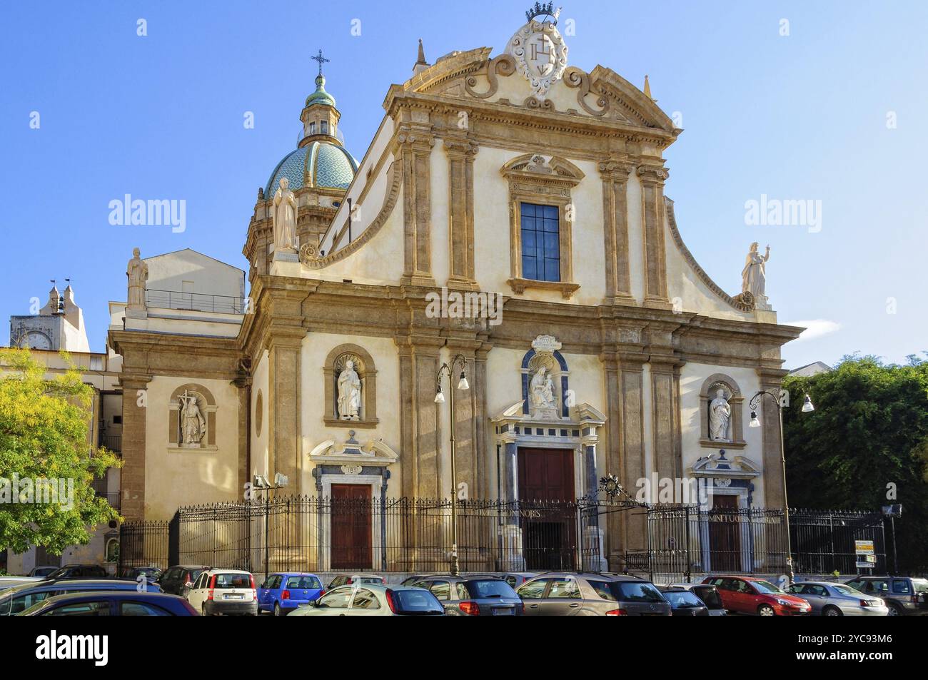 The facade of the Church of the Gesu, Palermo, Sicily, Italy, Europe ...