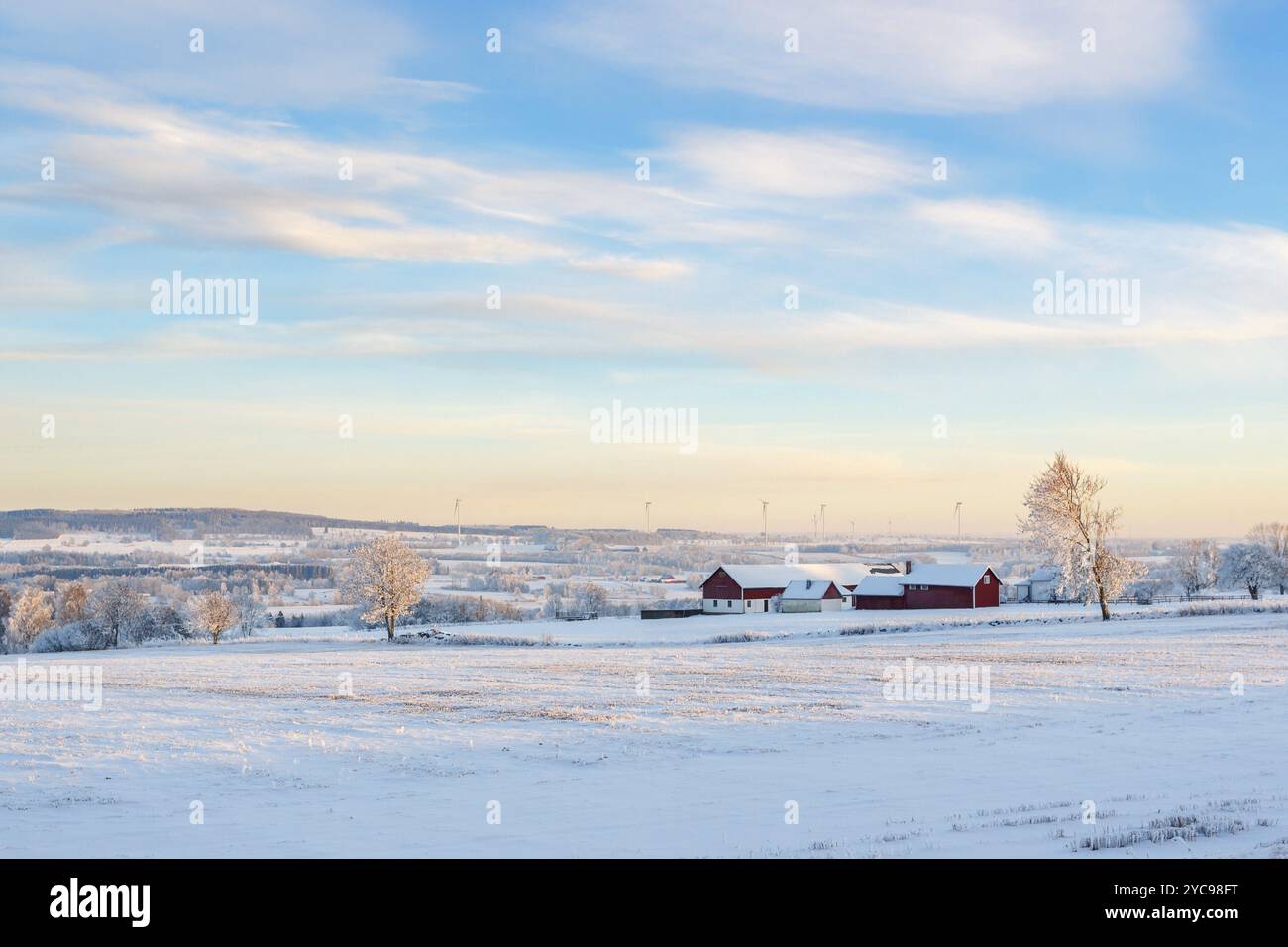 Winter landscape in the countryside with a farm Stock Photo - Alamy