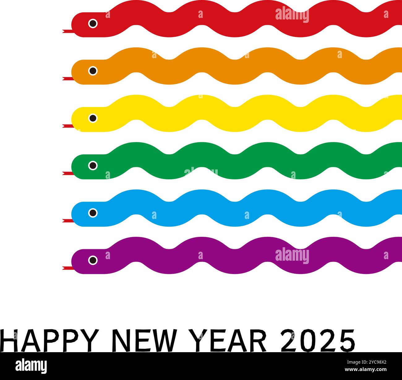 New Year's card for the year of the snake in 2025, rainbow-colored ...