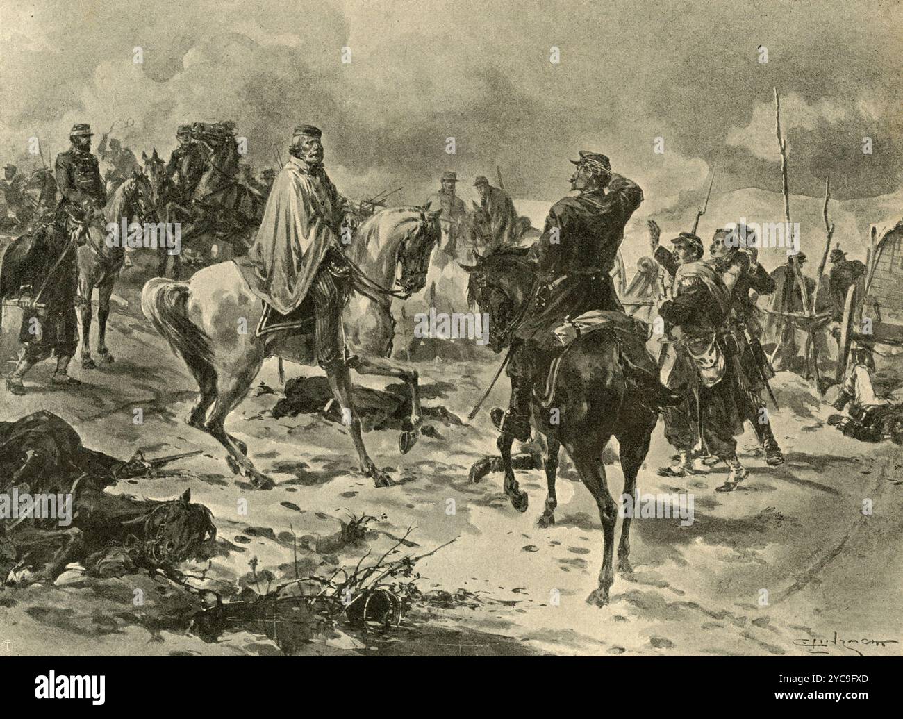 Italian general Giuseppe Garibaldi in Dijon, France 1800s, illustration ...