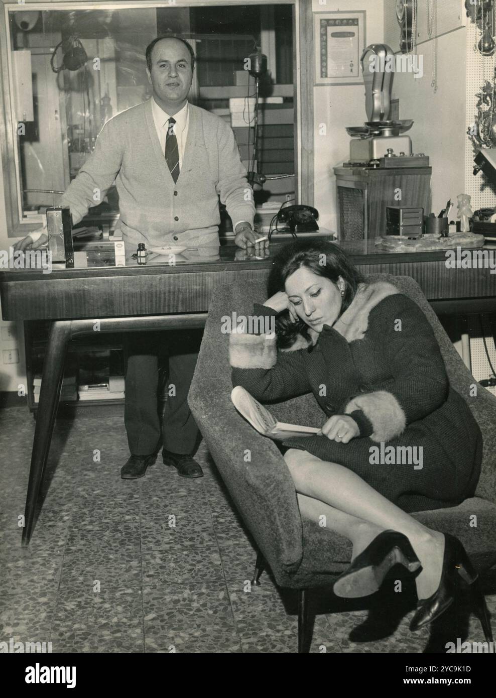 Jewelery keepers Paolo Fusco and wife Angela Bana, who caught a thief, Italy 1966 Stock Photo