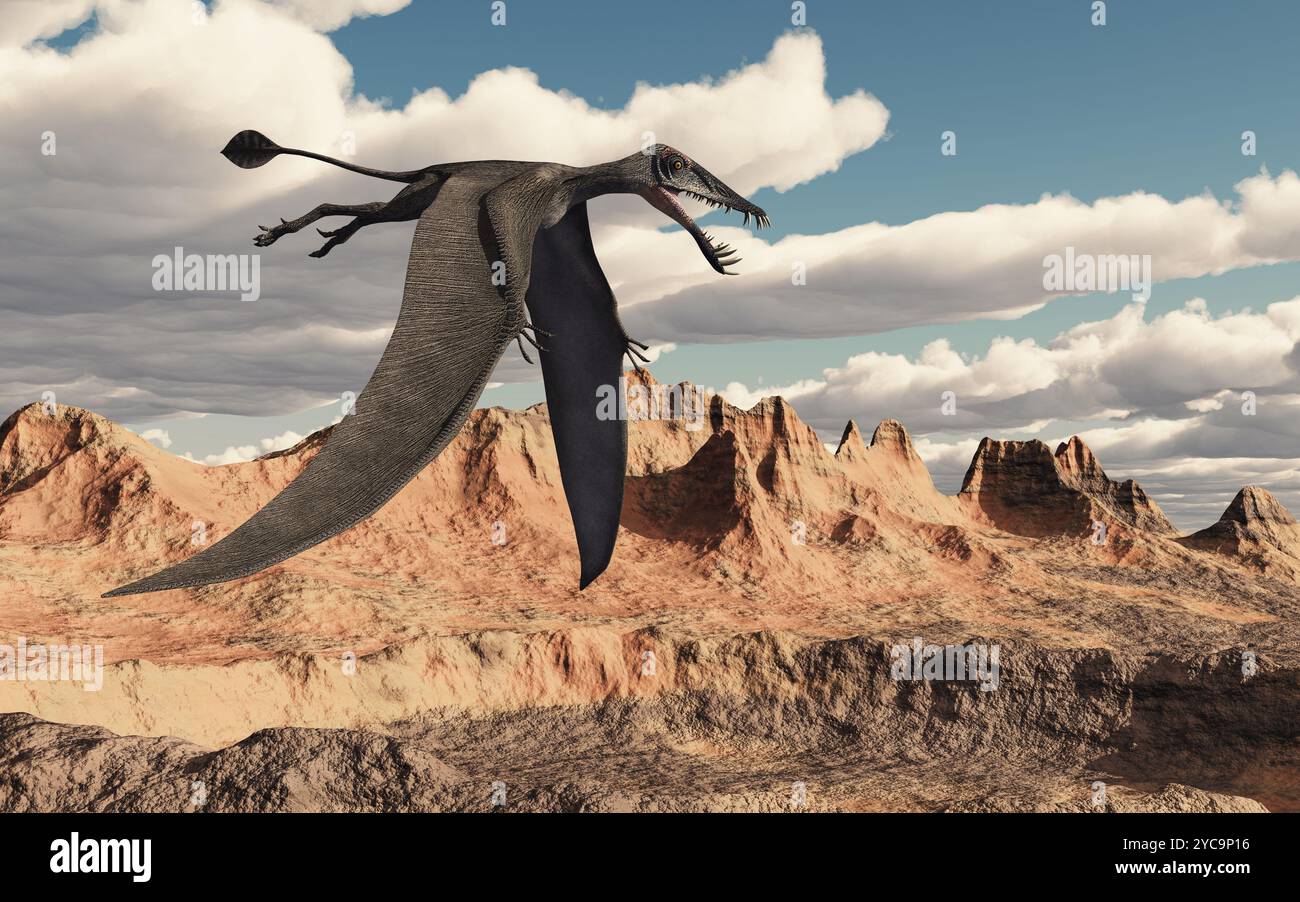 Pterosaur Dorygnathus over a landscape Stock Photo