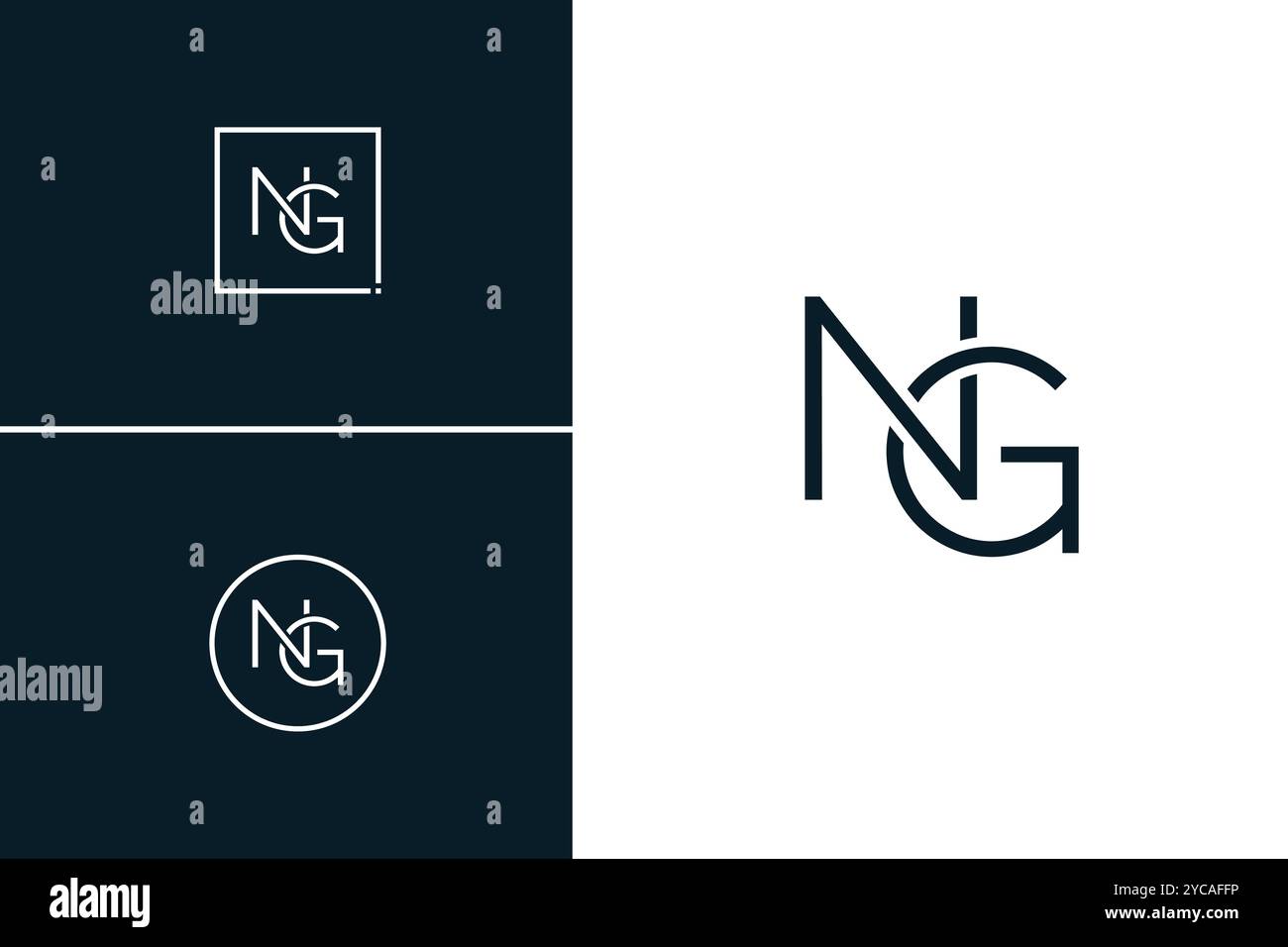 NG Vector Logo Template - Simple Icon for Initial Letter N and G Monogram Stock Vector