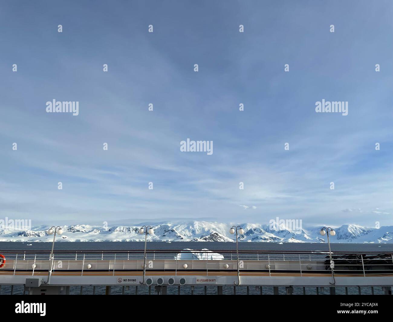 The coastline of Cuverville Island off the Antarctic Peninsula seen from a cruise ship - Smartphone Captured Stock Image