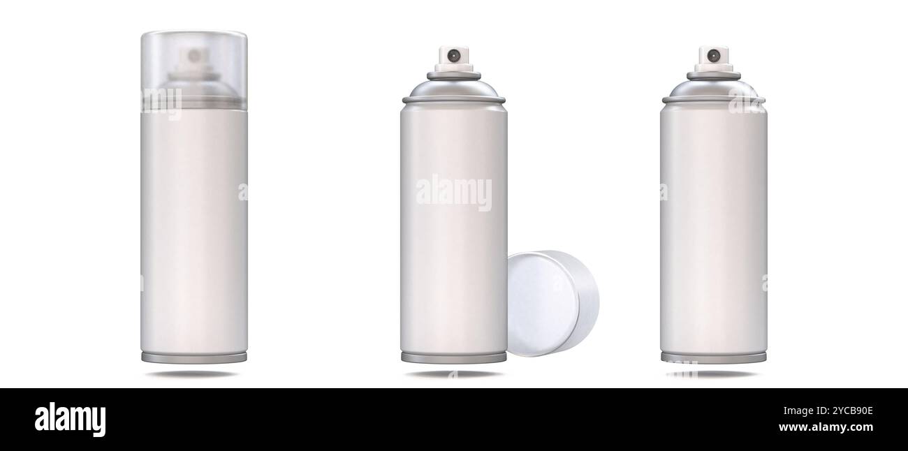 Aerosol spray can mock up 3D rendering illustration isolated on white ...