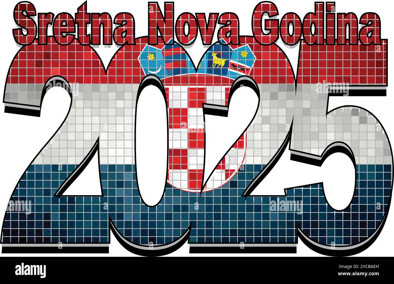 Happy New Year 2025 With Croatia Flag Inside Illustration 2025 HAPPY Happy New Year 2025 With Croatia Flag Inside Illustration 2025 Happy New Year Numerals 2YCBAEH