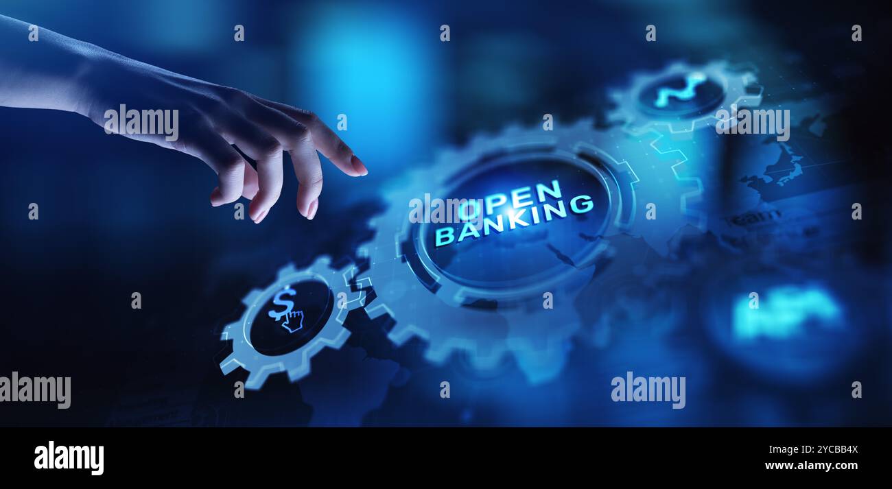 Open banking financial technology fintech concept on virtual screen ...