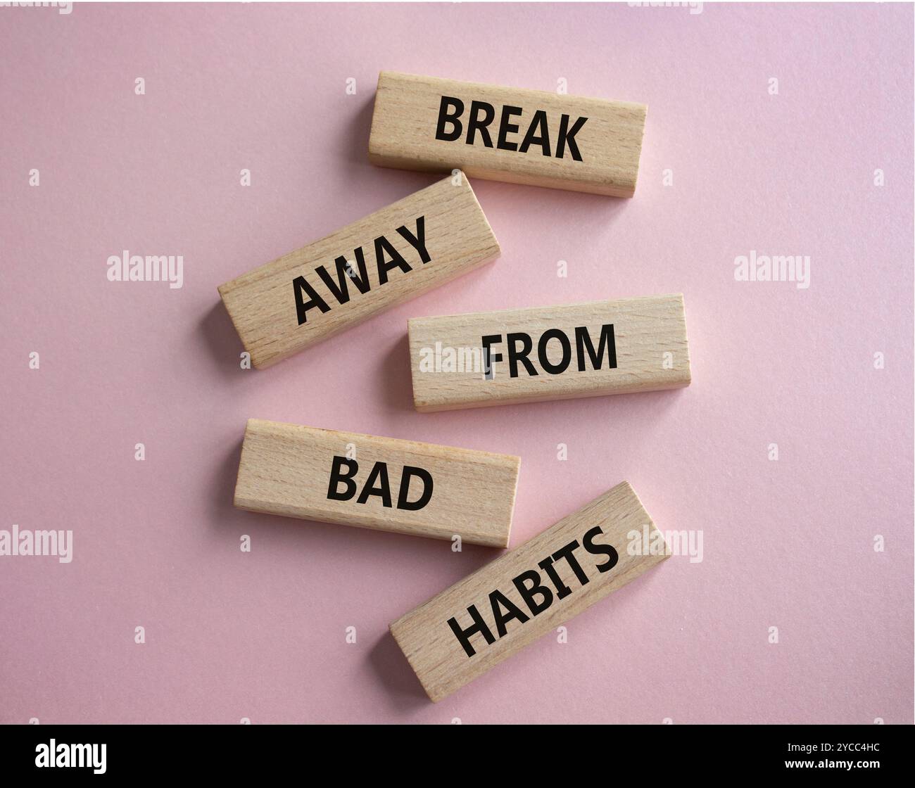 Break away from bad habits symbol. Wooden blocks with words Break away ...