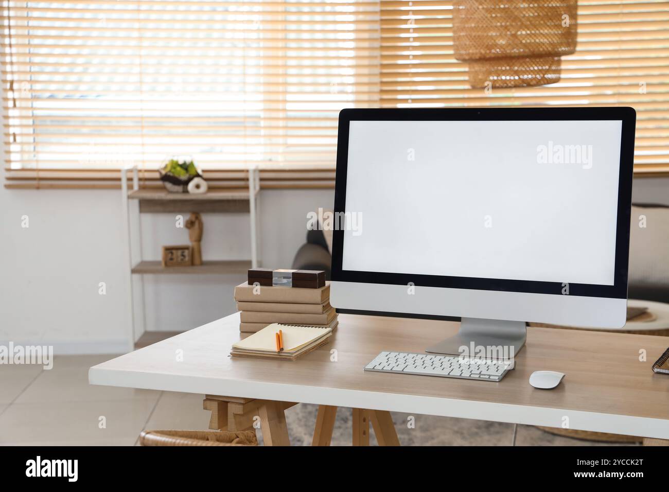 Interior of living room with programmer's workplace Stock Photo - Alamy