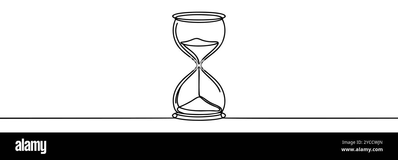 Continuous one line drawing hourglass Stock Vector