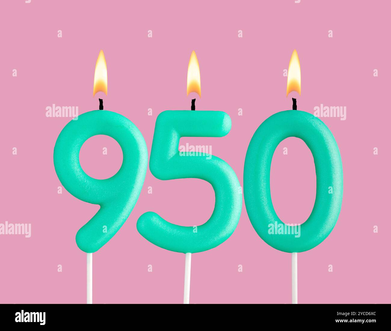 Number 950 Image Green candle number 950 - Birthday card on pastel pink background Stock ...