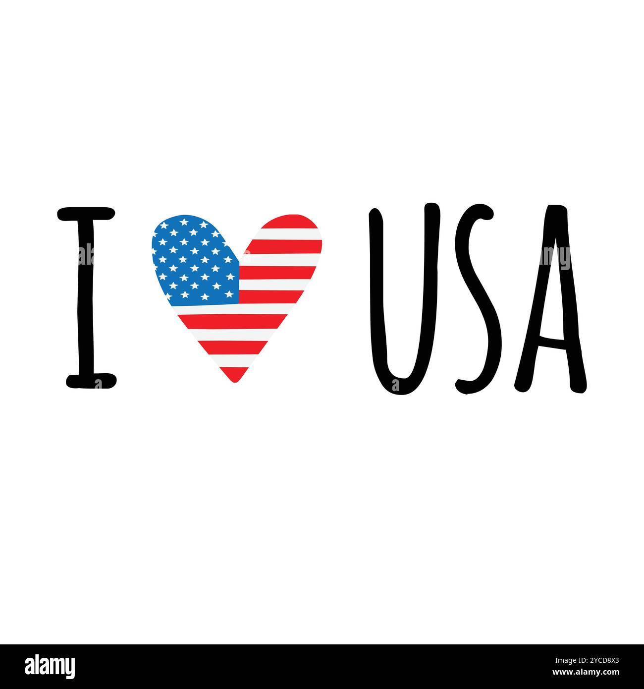 Vector hand drawn sketch doodle I love USA flag Stock Vector Image ...