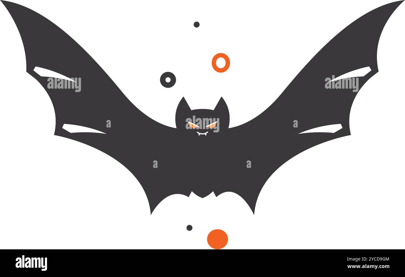 Halloween bat with wings spread in flight and spooky look, Vector Stock ...