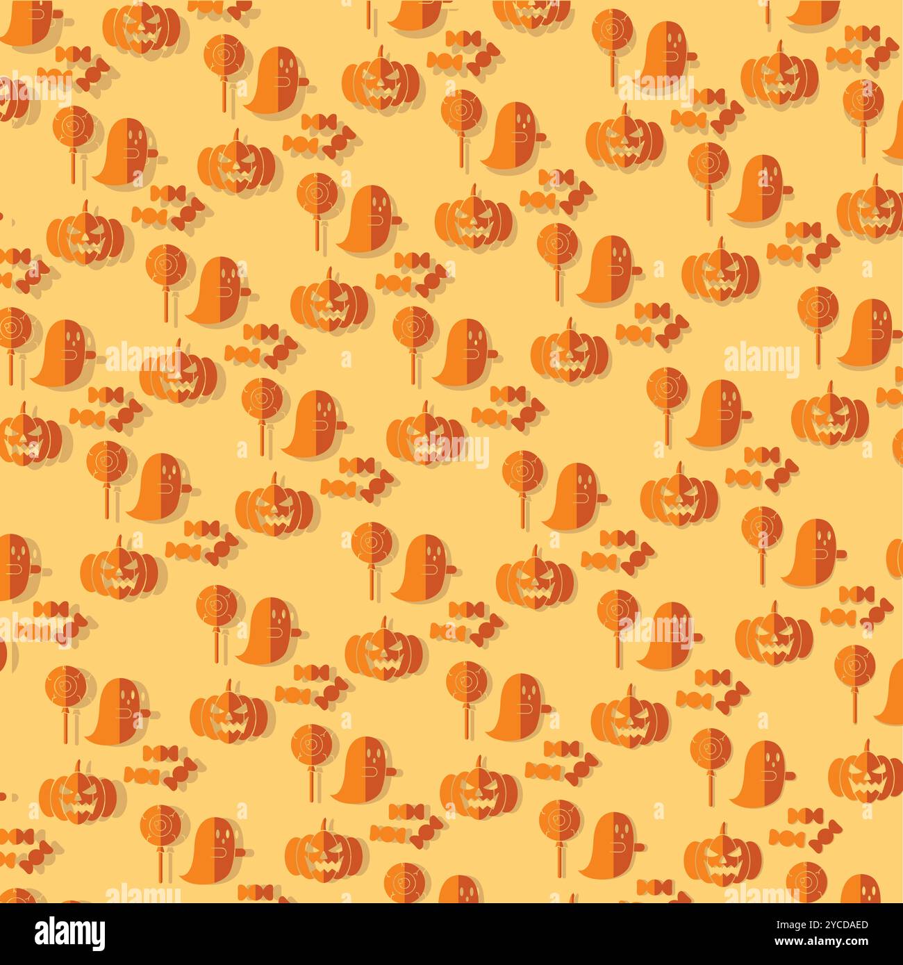 Halloween ghost, pumpkin, and candy spooky pattern, Vector Stock Vector ...