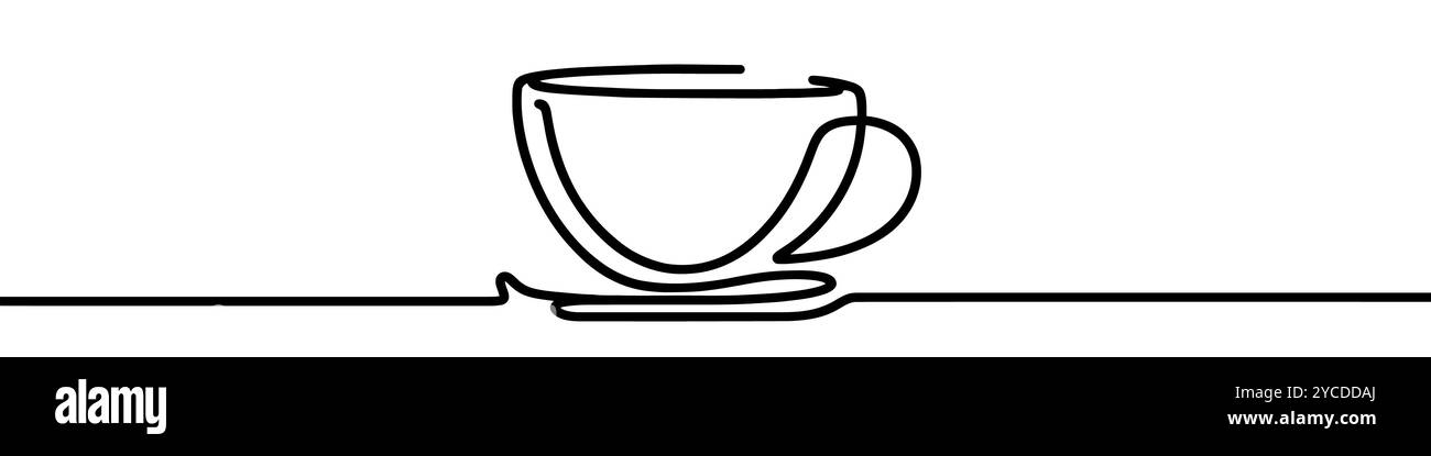 Single line is creating the stylized illustration of a cup. Vector illustration. Stock Vector