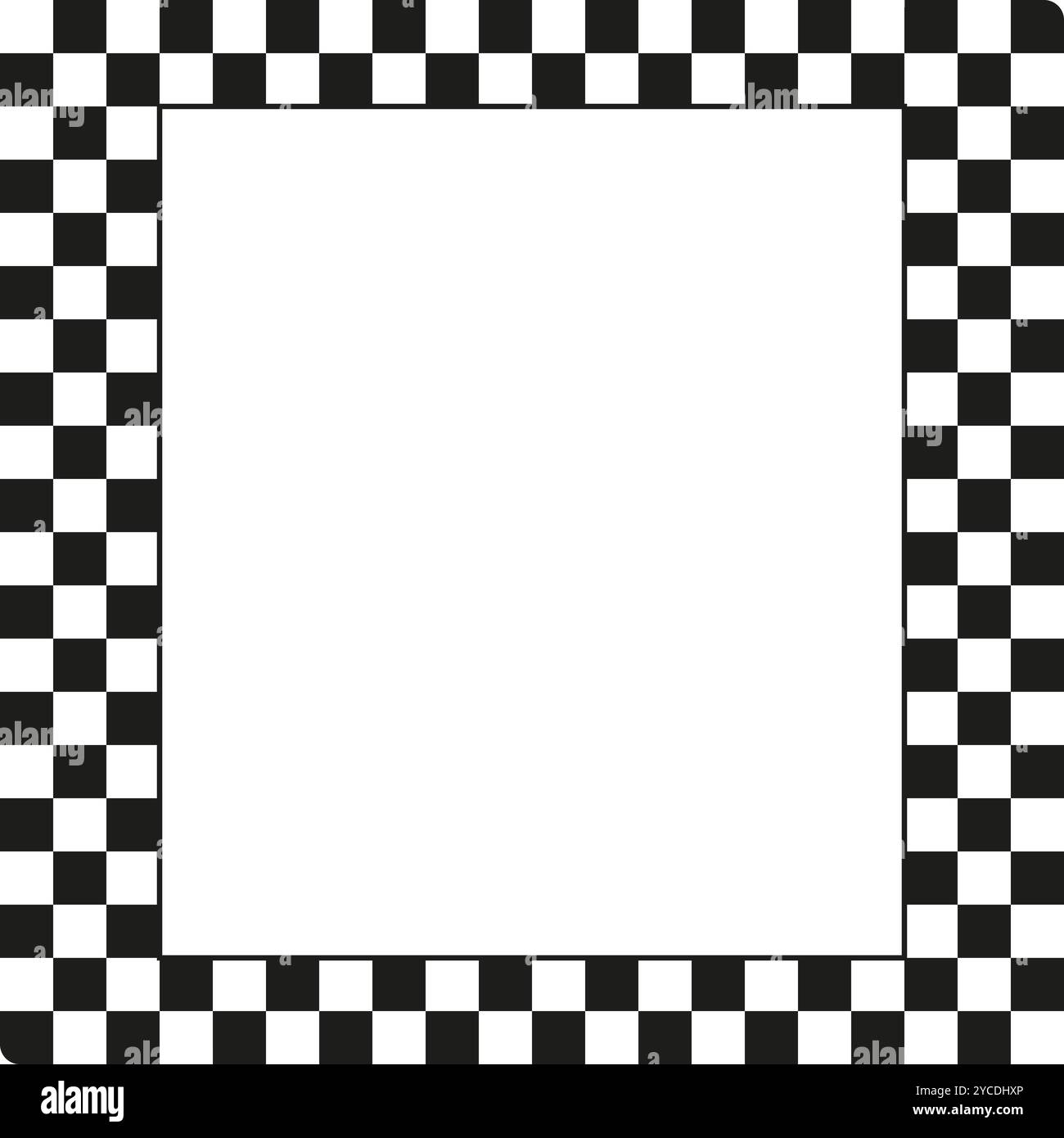 Checkerboard frame. Black white border. Simple square pattern. Vector illustration. Stock Vector