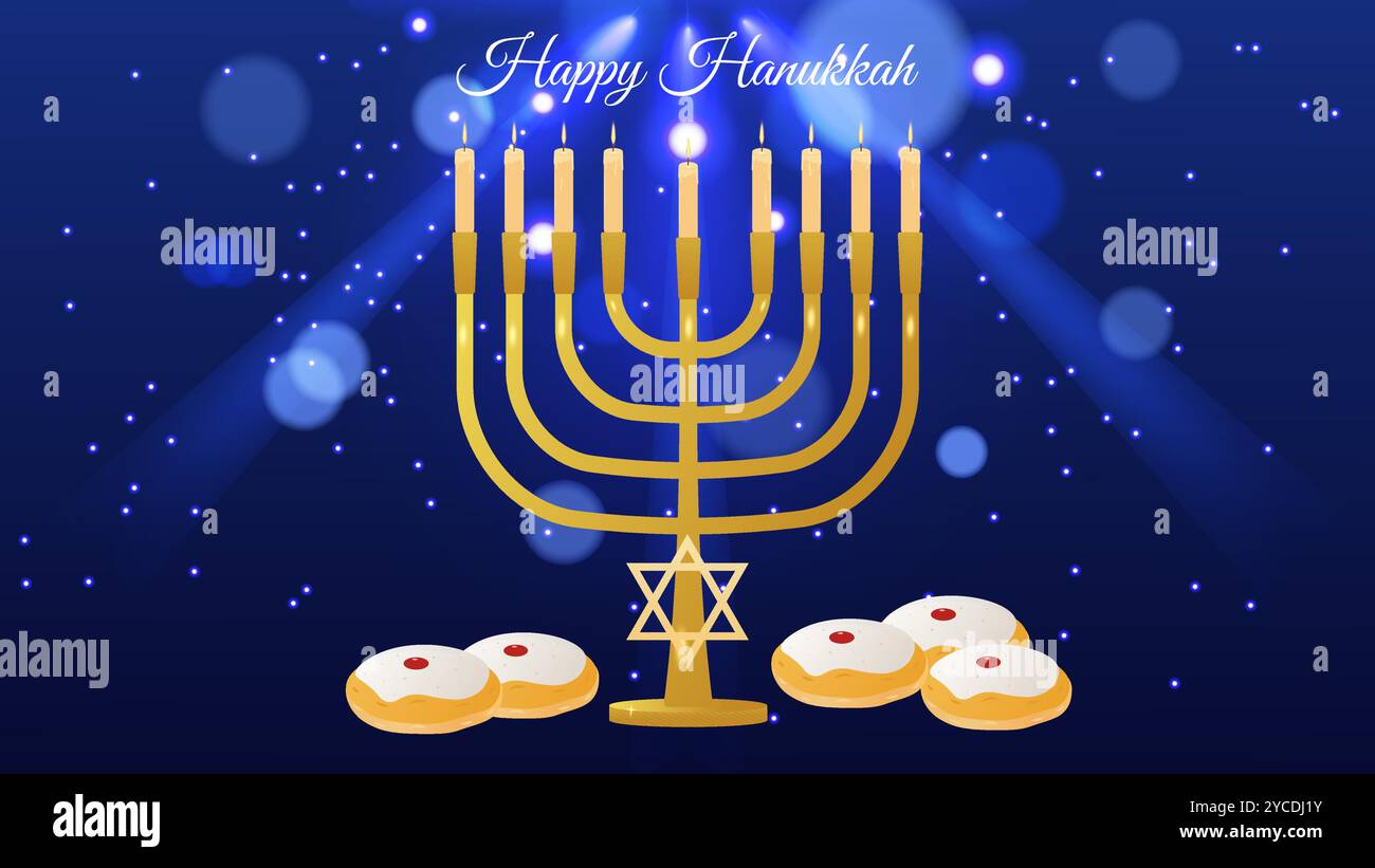 Hanukkah Jewish holiday sign of spiritual rebirth. Radiance and bokeh