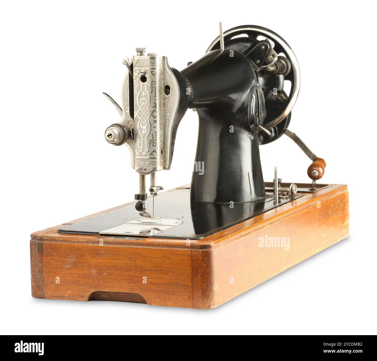 One vintage sewing machine isolated on white Stock Photo - Alamy