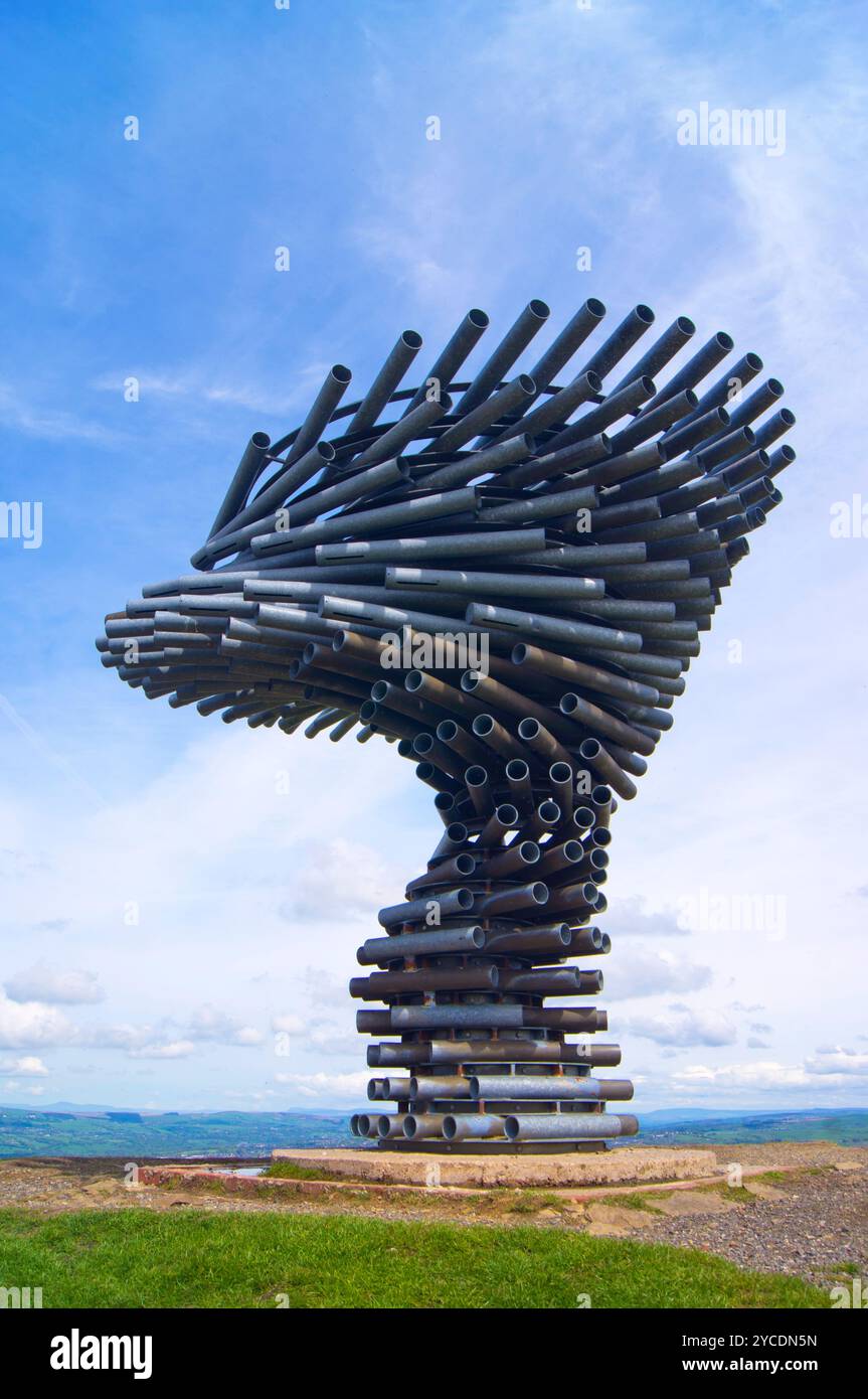 The Singing Ringing Tree musical sculpture on a hill above Burnley ...