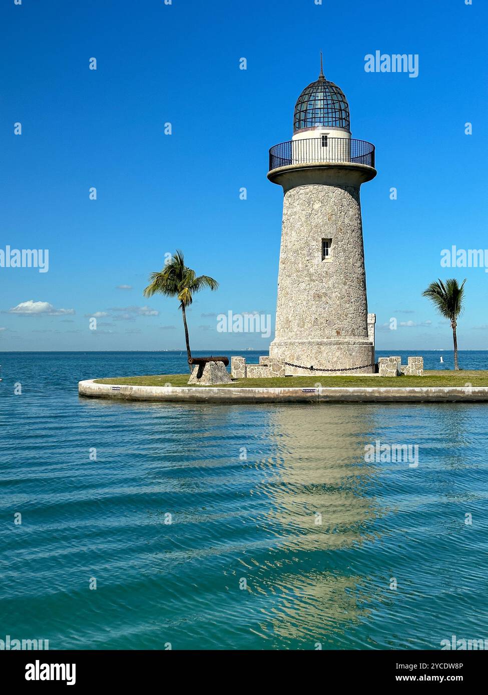 Boca Chita Key Lighthouse, Biscayne Bay, Florida, USA - Smartphone Captured Stock Image