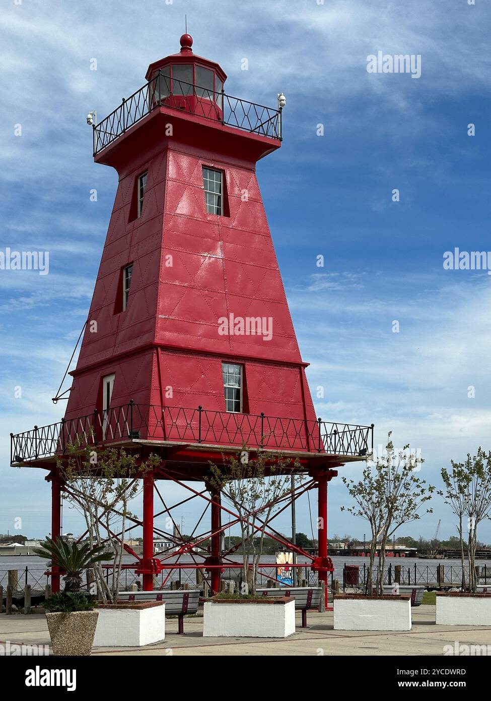 Southwest Reef Lighthouse, Berwick, Louisiana, USA - Smartphone Captured Stock Image