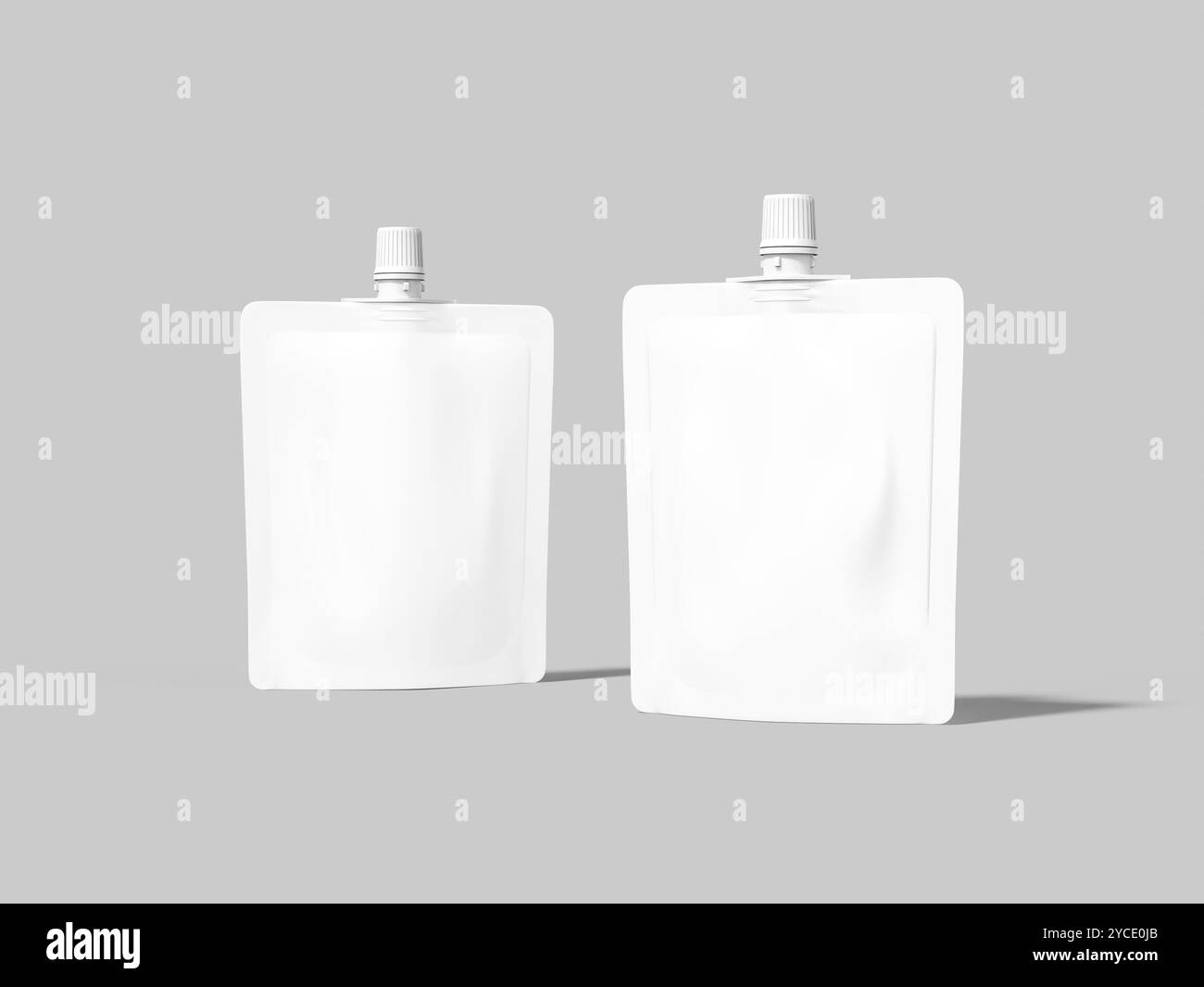 Blank White Spout Pouch Mockup 3D Render Stock Photo