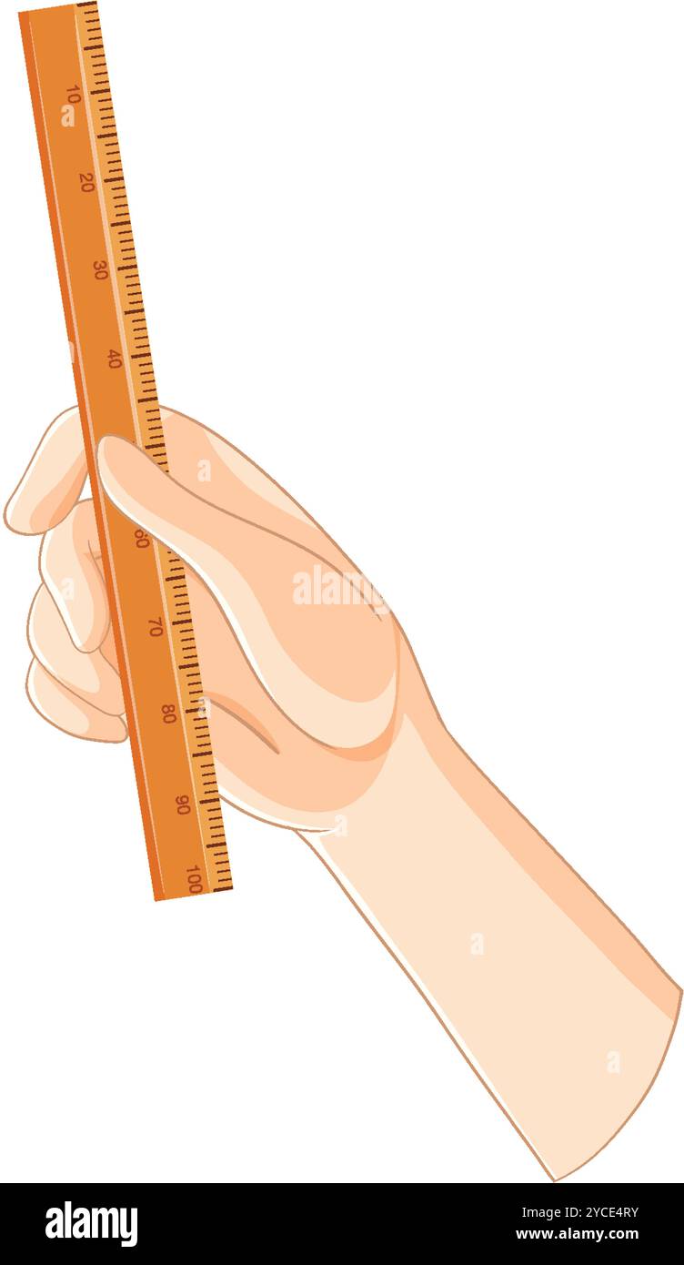 Illustration of a hand gripping an orange ruler Stock Vector Image ...