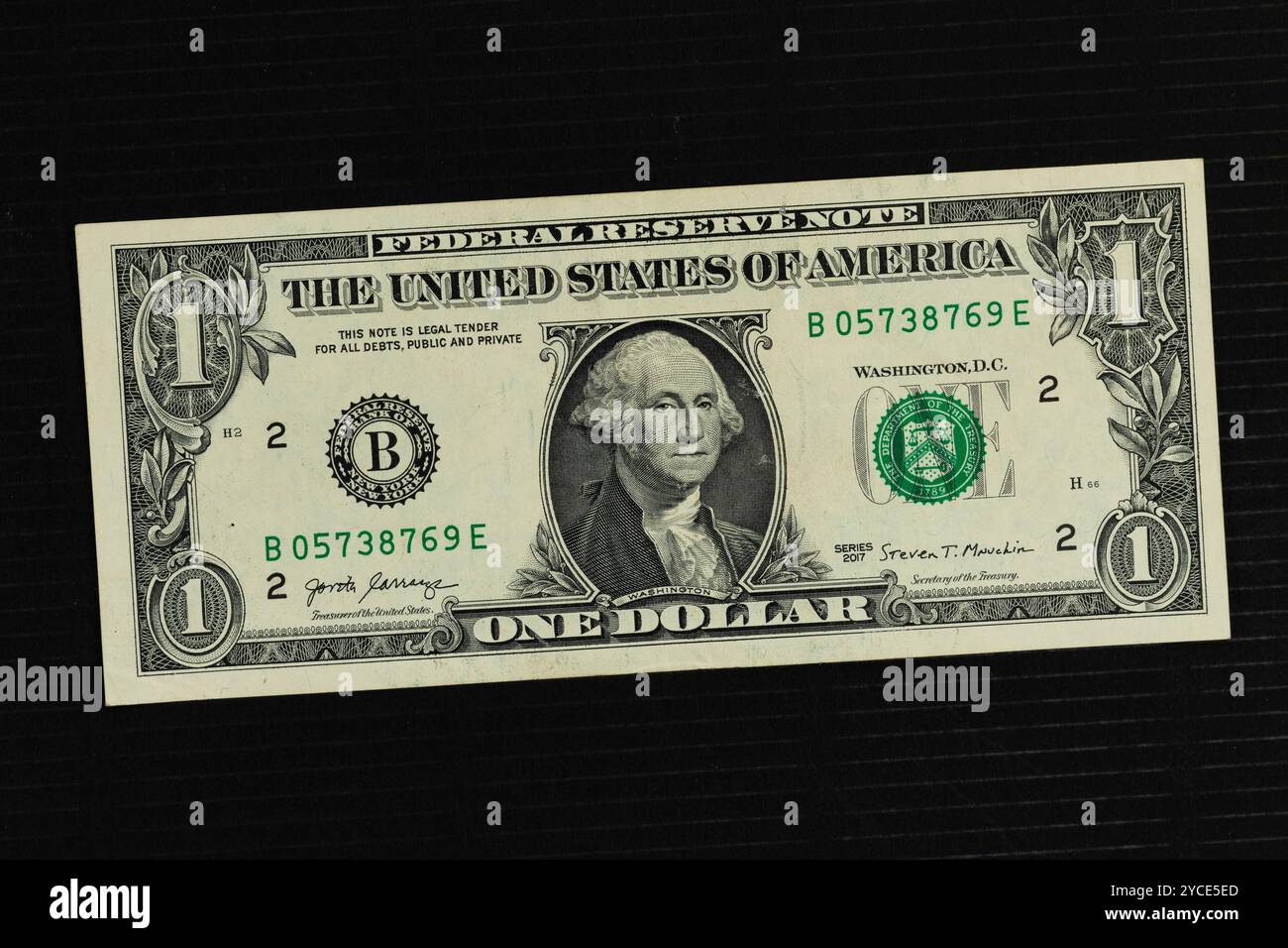 U.S. One Dollar Bill with George Washington Portrait
