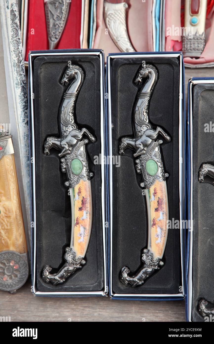 Arabian souvenirs - Oriental knife with ornament Stock Photo - Alamy