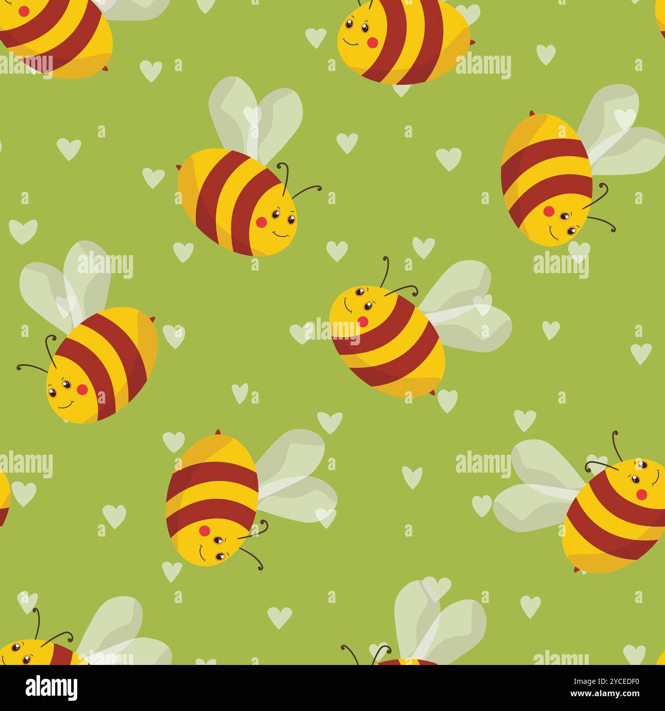 Seamless pattern with bees on color background. Small wasp. Vector ...